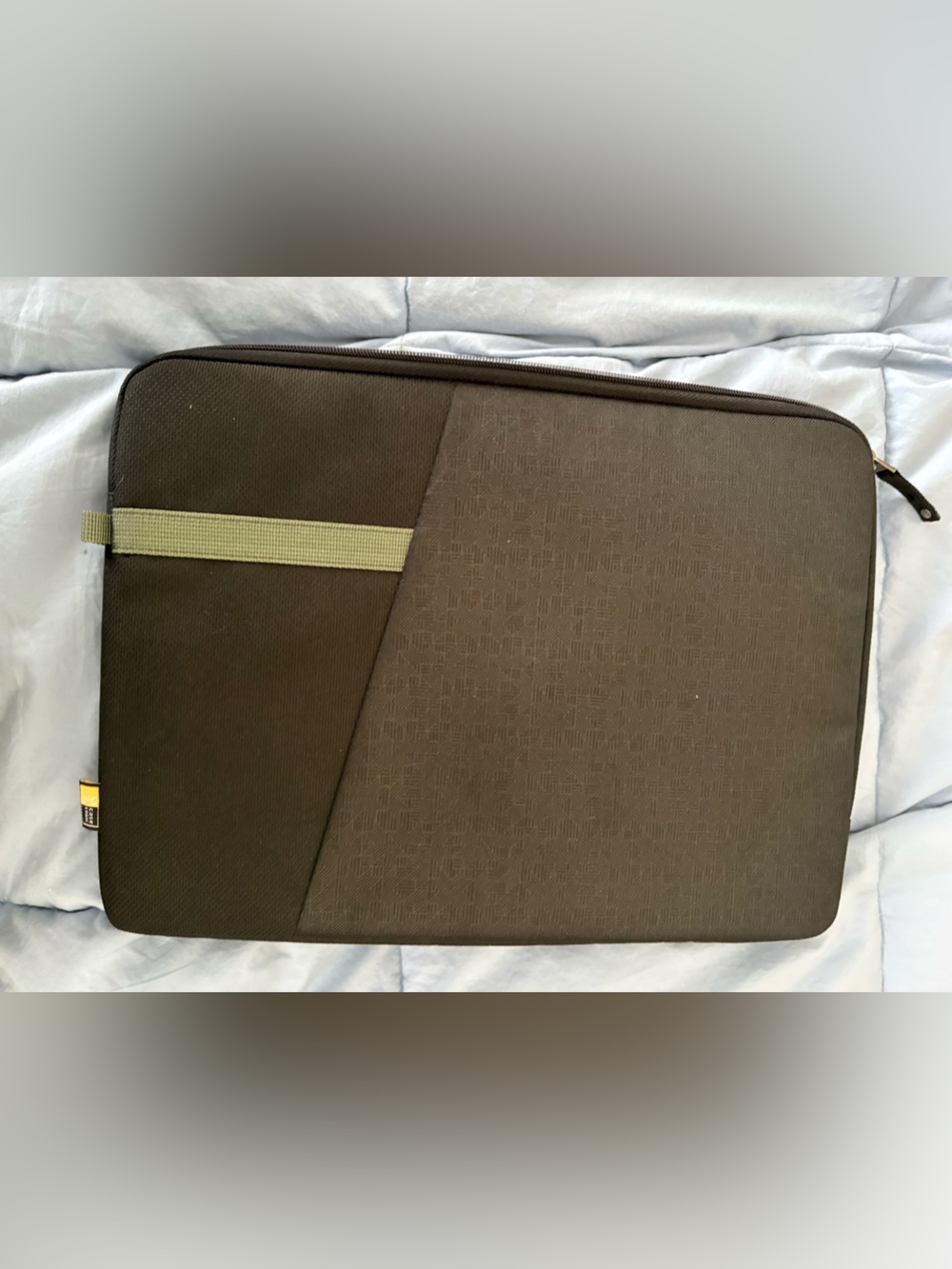 Case Logic Black Laptop Sleeve with Olive Accent Strap — Slim Protective Case